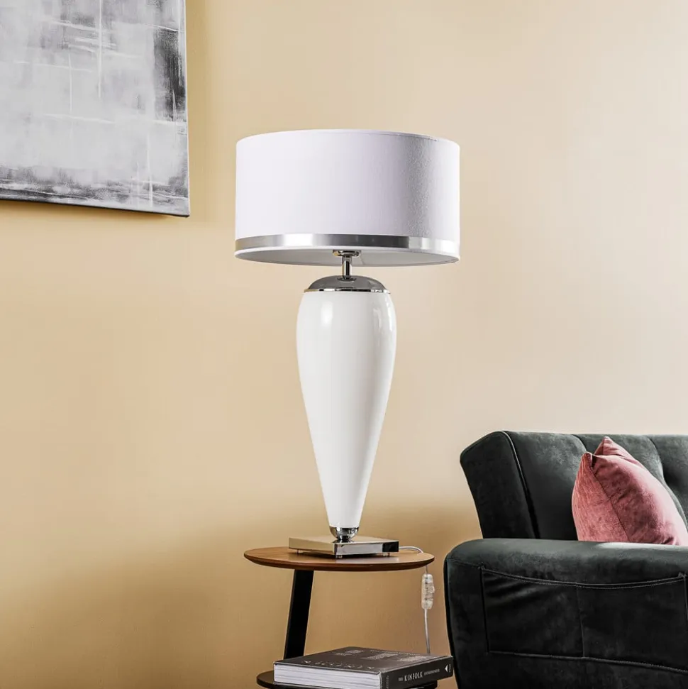 Bordlampe Lund, hvid/opal, højde 70 cm