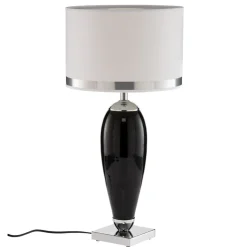 Bordlampe Lund, sort/hvid, højde 60 cm, tekstil