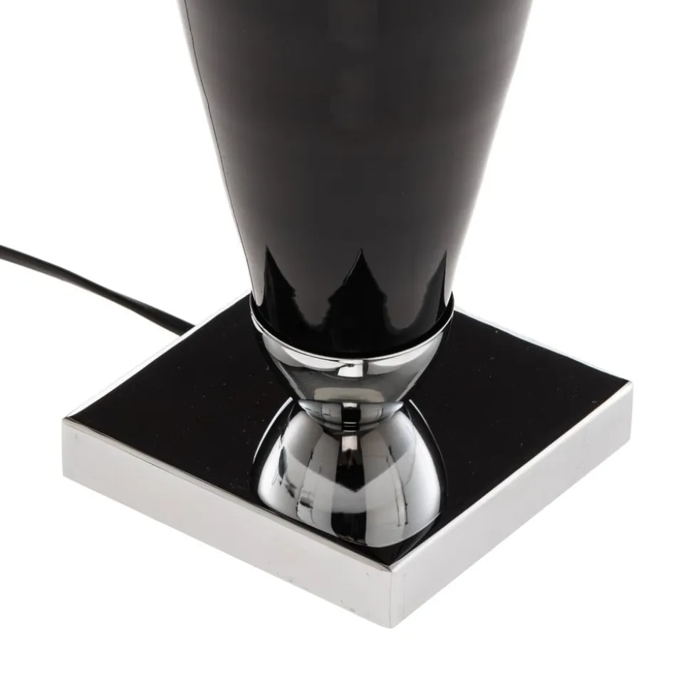 Bordlampe Lund, sort/hvid, højde 60 cm, tekstil