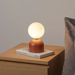 Bordlampe Miki, terrakotta, højde 21 cm, metal/glas, G9
