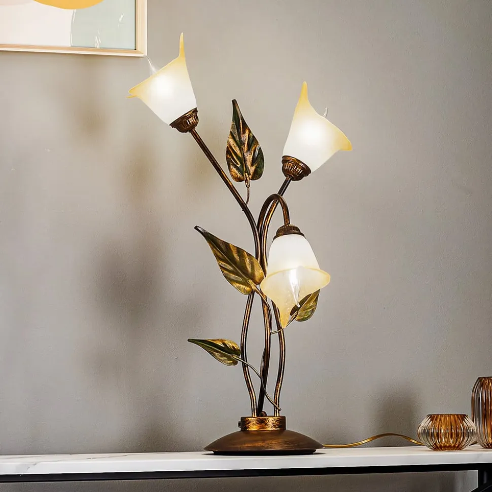 Bordlampe Miranda med 3 lyskilder, bronze