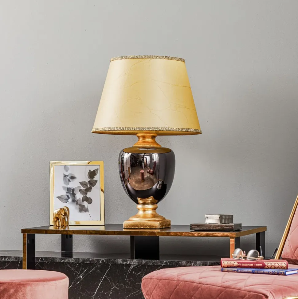 Bordlampe Mozart i spejlet grå/guld