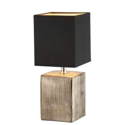 Bordlampe Ouro, sort/antik bronze, 35 cm, tekstil/keramik