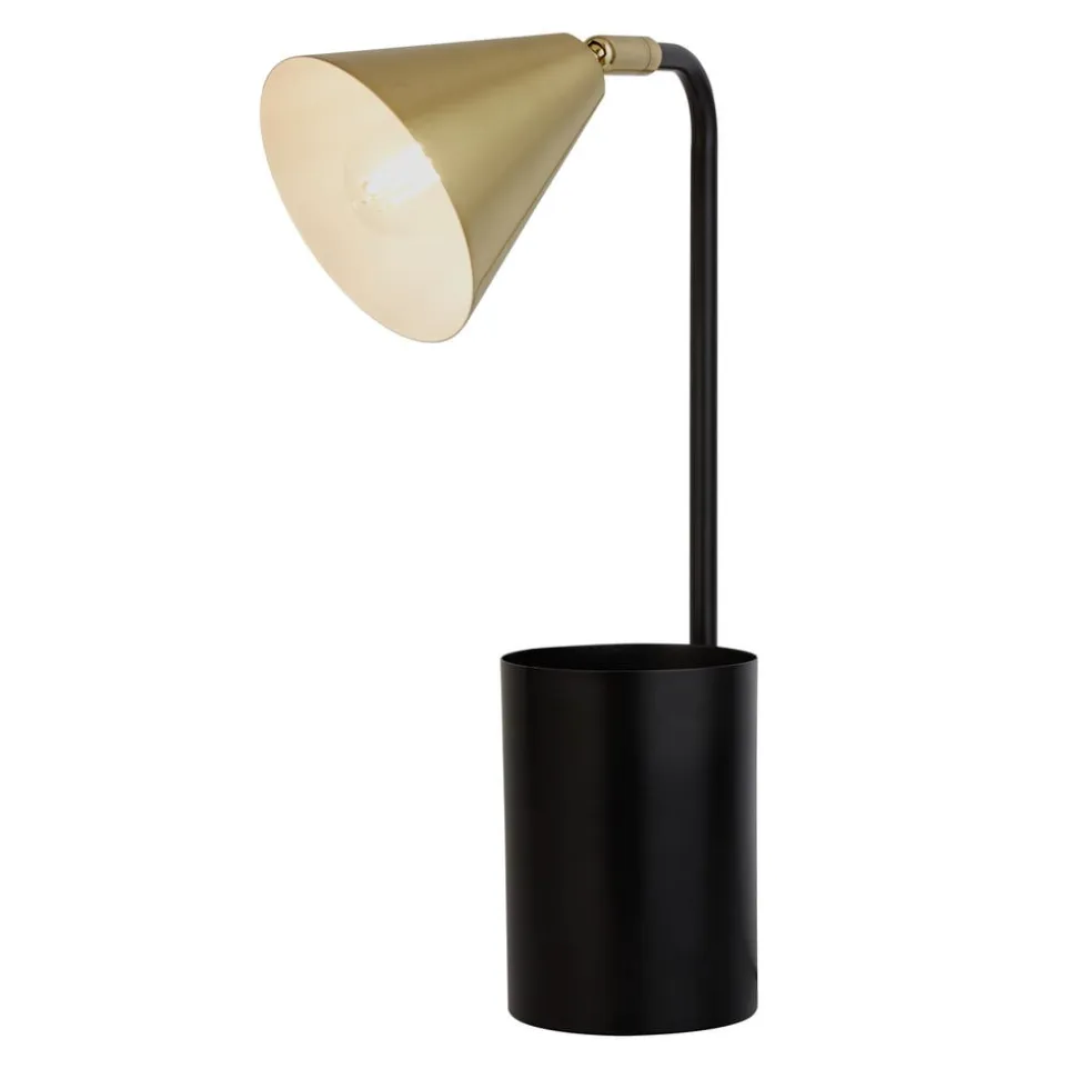 Bordlampe Rivan, sort/guld, metal, 41 cm, E14