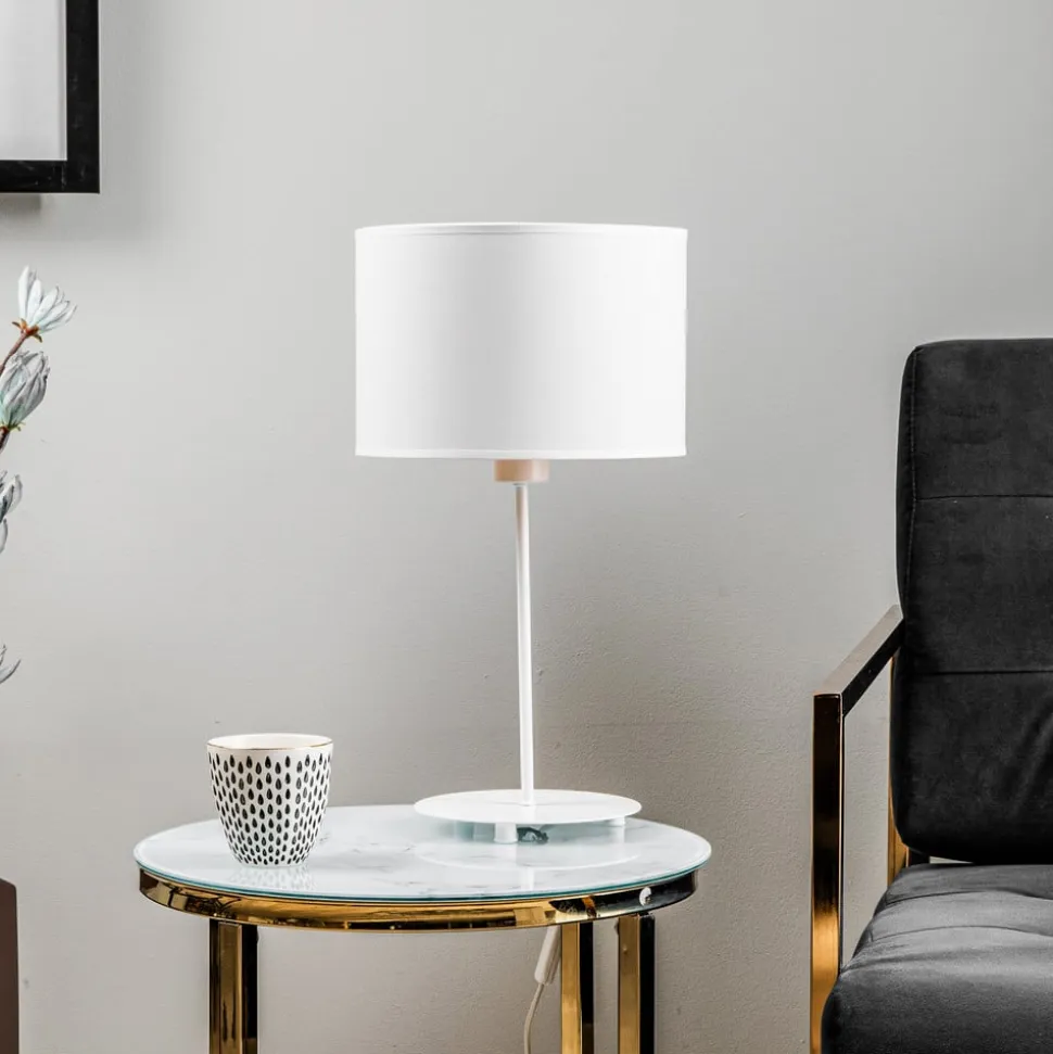 Bordlampe Roller, hvid/guld, højde 50 cm