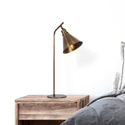 Bordlampe Sivani MR-610, antik guld, metal, højde 50 cm