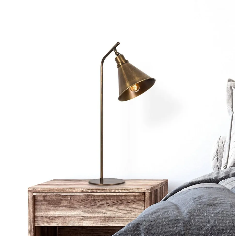 Bordlampe Sivani MR-610, antik guld, metal, højde 50 cm