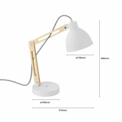 Bordlampe Skansen, justerbar, hvid