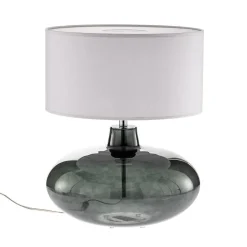 Bordlampe Skien, skærm hvid, glasfod røggrå