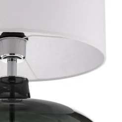 Bordlampe Skien, skærm hvid, glasfod røggrå
