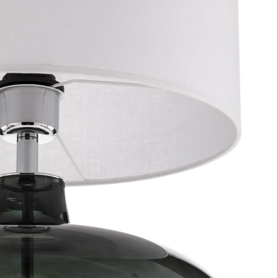Bordlampe Skien, skærm hvid, glasfod røggrå