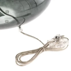 Bordlampe Skien, skærm hvid, glasfod røggrå