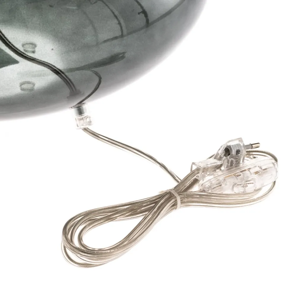 Bordlampe Skien, skærm hvid, glasfod røggrå