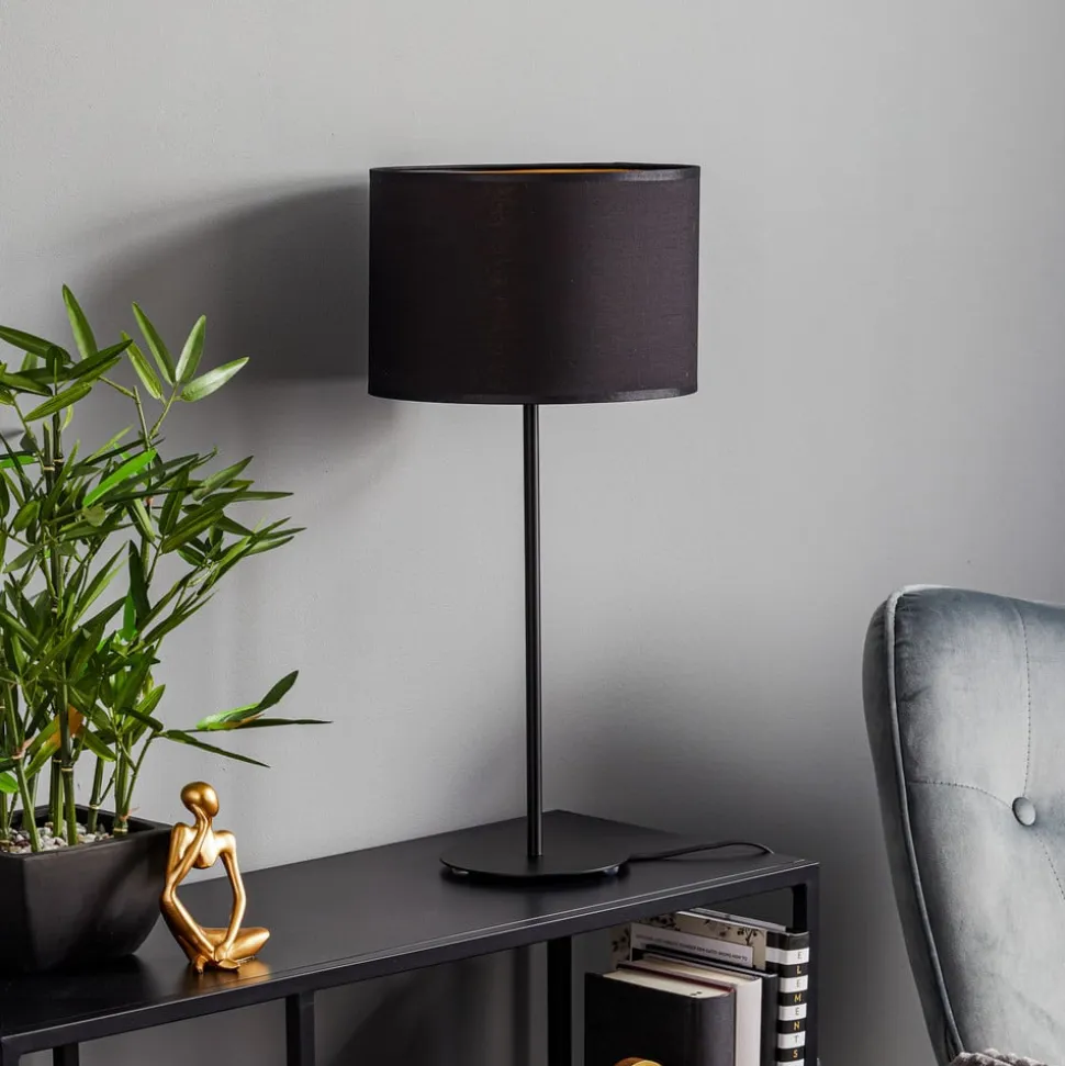 Bordlampe Soho, cylindrisk 56 cm sort/guld