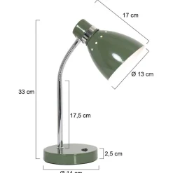 Bordlampe Spring, justerbar arm, grøn