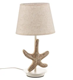 Bordlampe Stellina, stofskærm, søstjerne-dekor