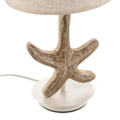 Bordlampe Stellina, stofskærm, søstjerne-dekor