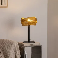 Bordlampe Tornado, sort/guld, metal, Ø 26 cm, E14