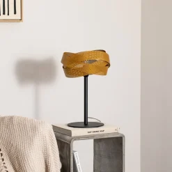 Bordlampe Tornado, sort/guld, metal, Ø 26 cm, E14
