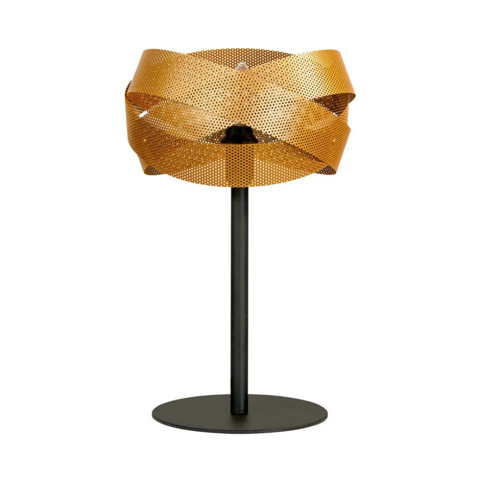 Bordlampe Tornado, sort/guld, metal, Ø 26 cm, E14