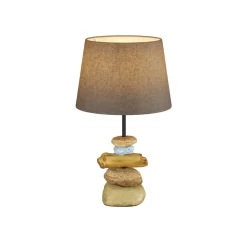 Bordlampe Vera, stofskærm og sten-dekor, 38 cm