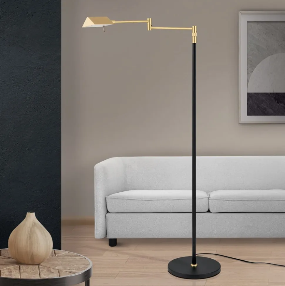 Boston LED-gulvlampe, berøringsdæmper sort/messing