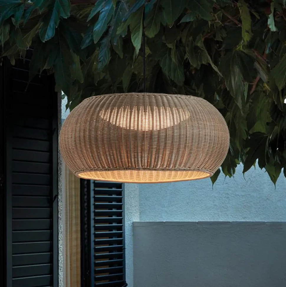 Bover LED-pendellampe til udendørs brug Perris, brun/beige, Ø 47 cm