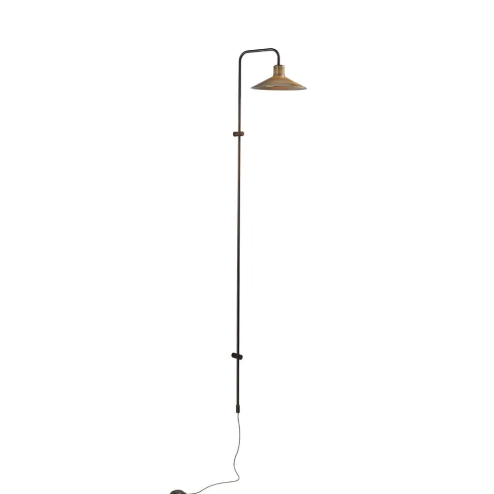 Bover Platet A05 LED-væglampe, dæmper, messing