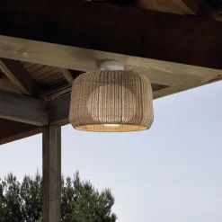 Bover udendørs loftlampe Fora, naturhvid/beige, Ø 50 cm