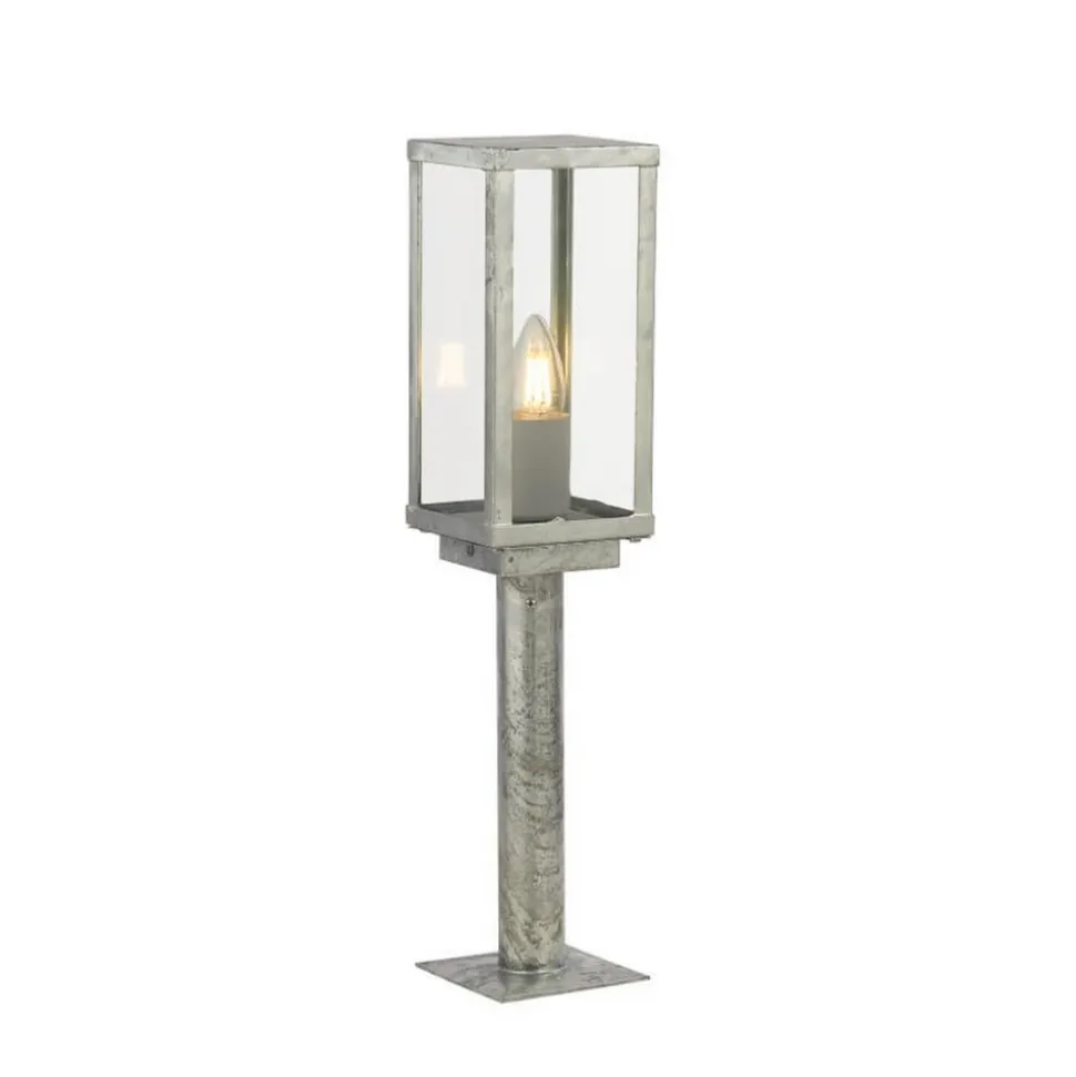 Box II sokkellampe, 50 cm høj, sølv/klar, glas, IP44