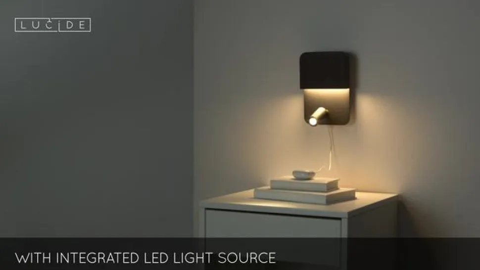 Boxer LED-væglampe med spot, sort
