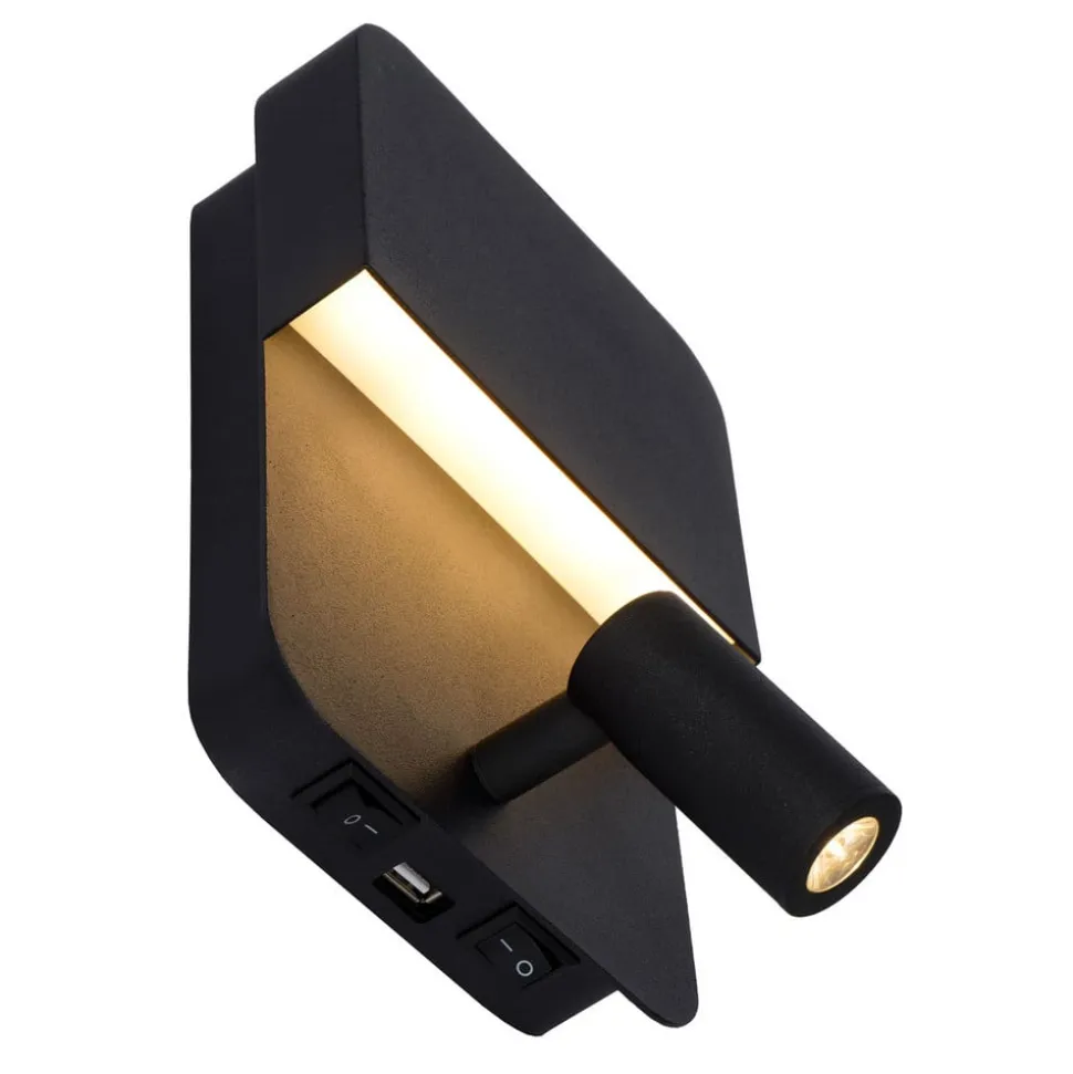 Boxer LED-væglampe med spot, sort