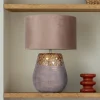 Bronco bordlampe, beige, keramik/kunstlæder, højde 39 cm