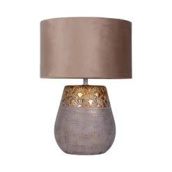 Bronco bordlampe, beige, keramik/kunstlæder, højde 39 cm