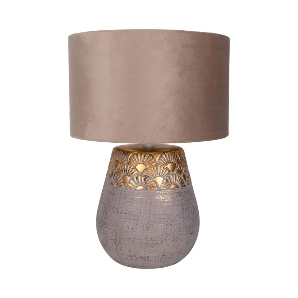 Bronco bordlampe, beige, keramik/kunstlæder, højde 39 cm