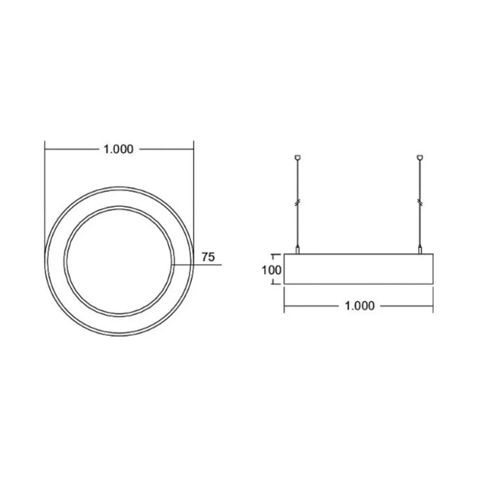 BRUMBERG Biro Circle Ring direkte tænd/sluk 100 cm sort 3000 K