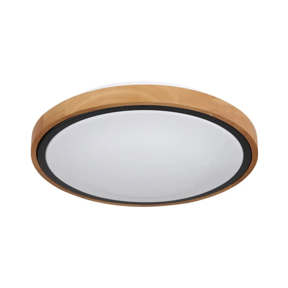 Bruno LED-loftslampe med træramme CCT Ø 30 cm
