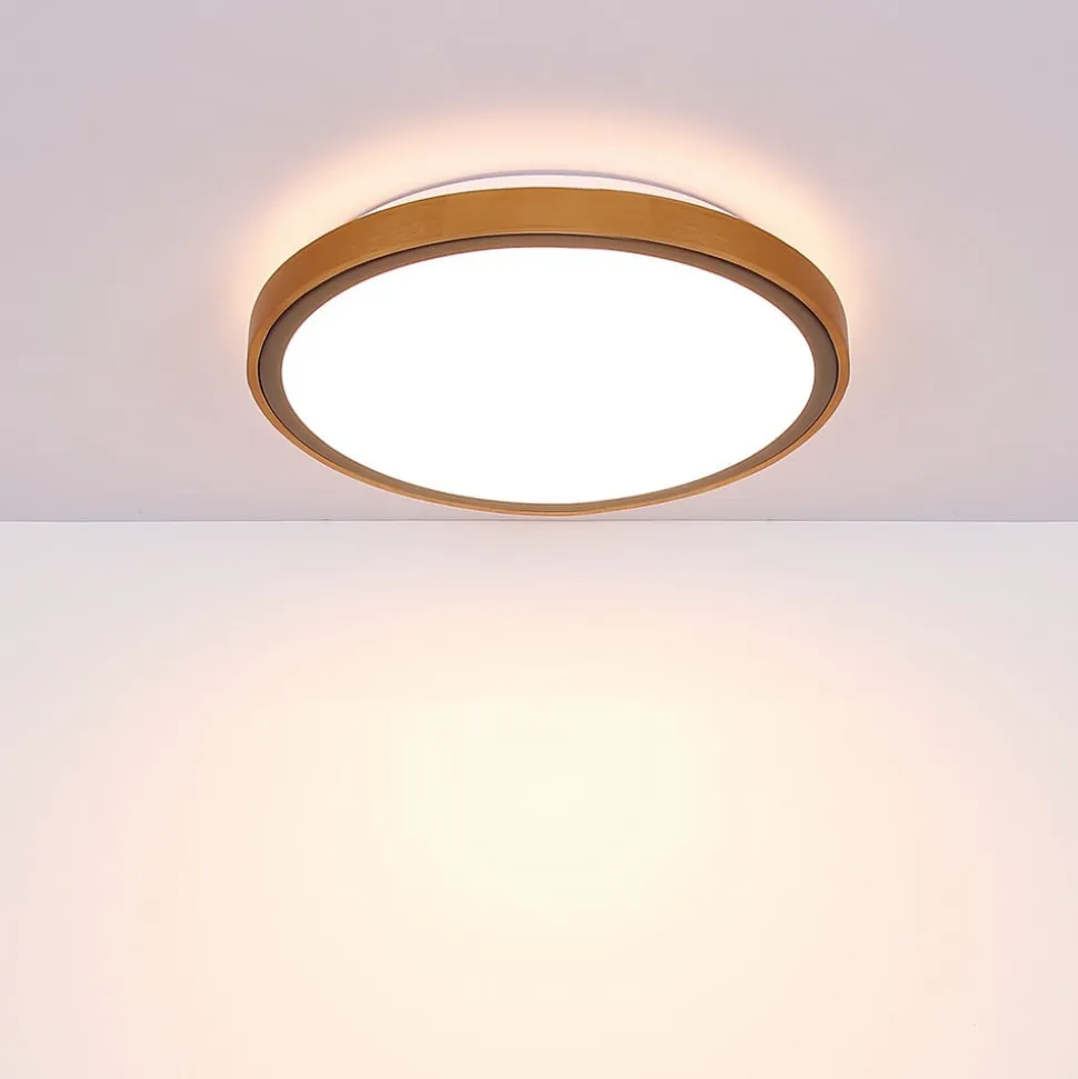 Bruno LED-loftslampe med træramme CCT Ø 30 cm