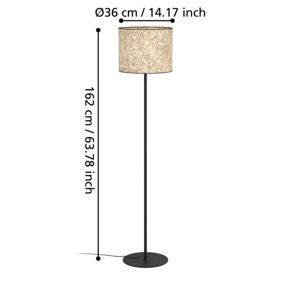 Butterburn gulvlampe, højde 162 cm, beige/grøn, metal/stof
