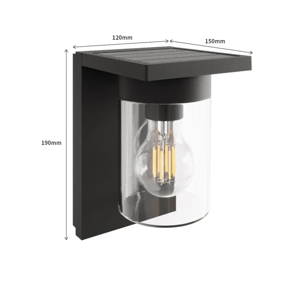 Calex Asti udendørs LED-væglampe, sensor, IP44, sort