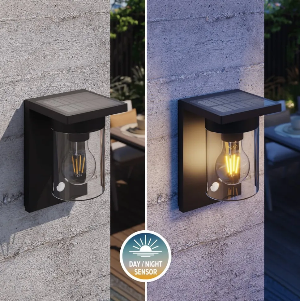 Calex Asti udendørs LED-væglampe, sensor, IP44, sort