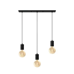Calex Retro pendellampe, kantet, 3 lyskilder, sort