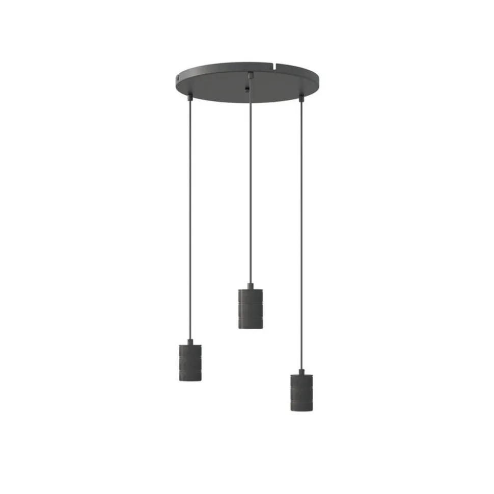 Calex Retro pendellampe, rund, 3 lyskilder, sort