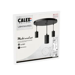 Calex Retro pendellampe, rund, 3 lyskilder, sort