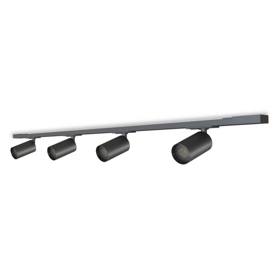 Calex skinnesæt, 4 GU10-spots, sort, længde 2 m, metal