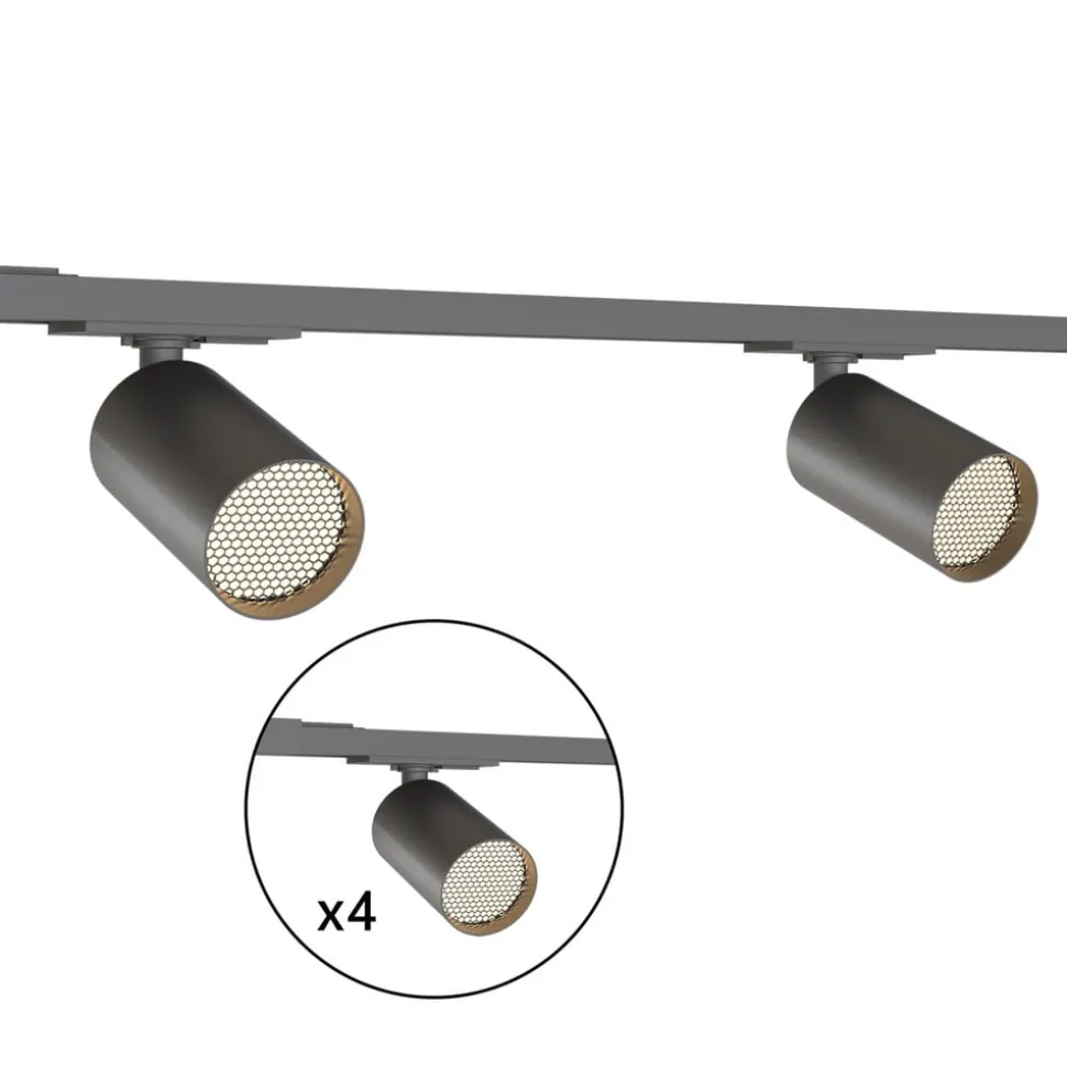 Calex skinnesæt, 4 GU10-spots, sort, længde 2 m, metal