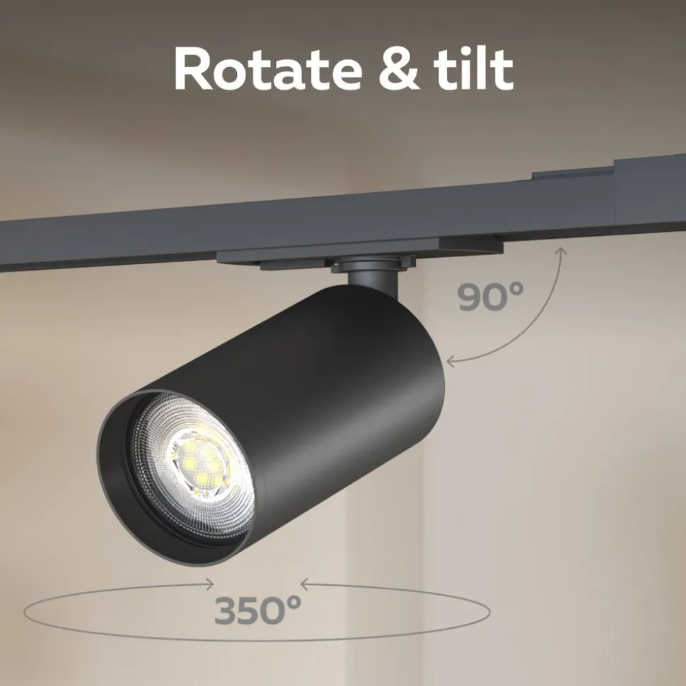 Calex skinnesæt, 4 GU10-spots, sort, længde 2 m, metal