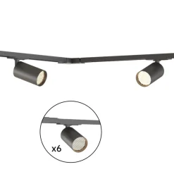 Calex skinnesæt, 6 GU10-spots, sort, længde 3 m, metal