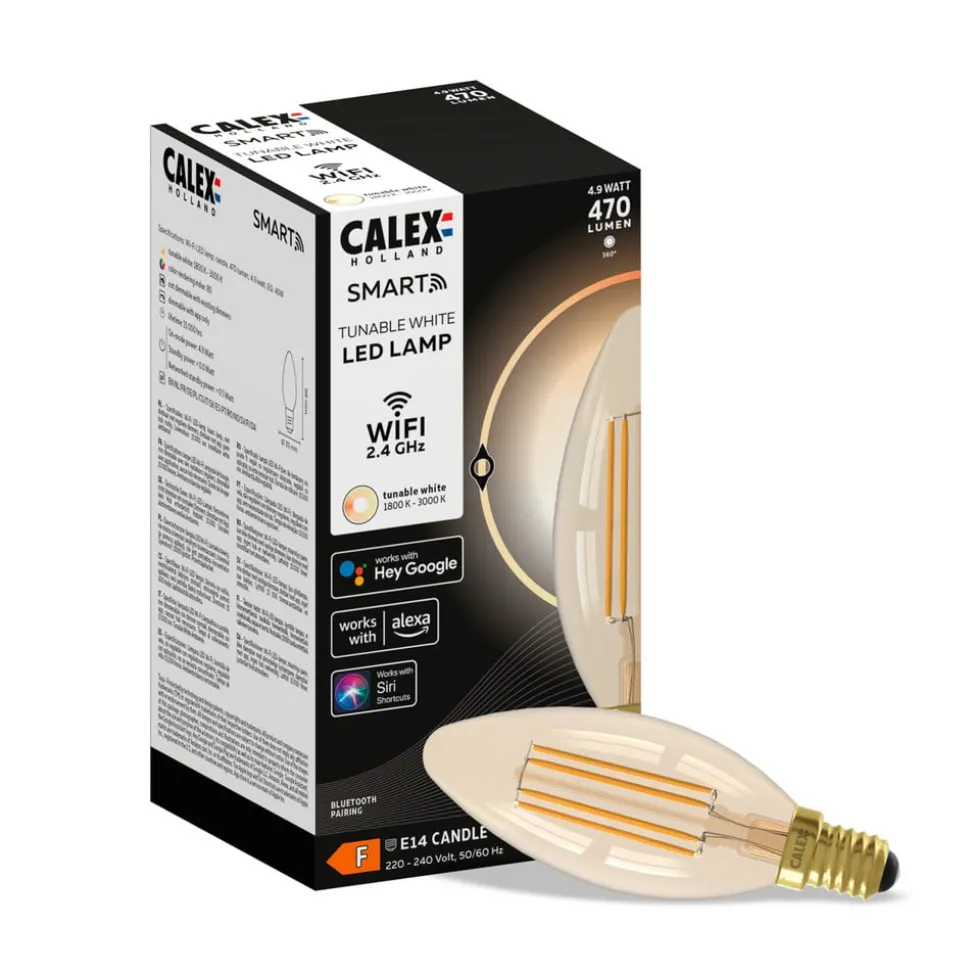 Calex Smart E14 B35 stearinlys 4,9W 1800-3000K dæmpbar guld
