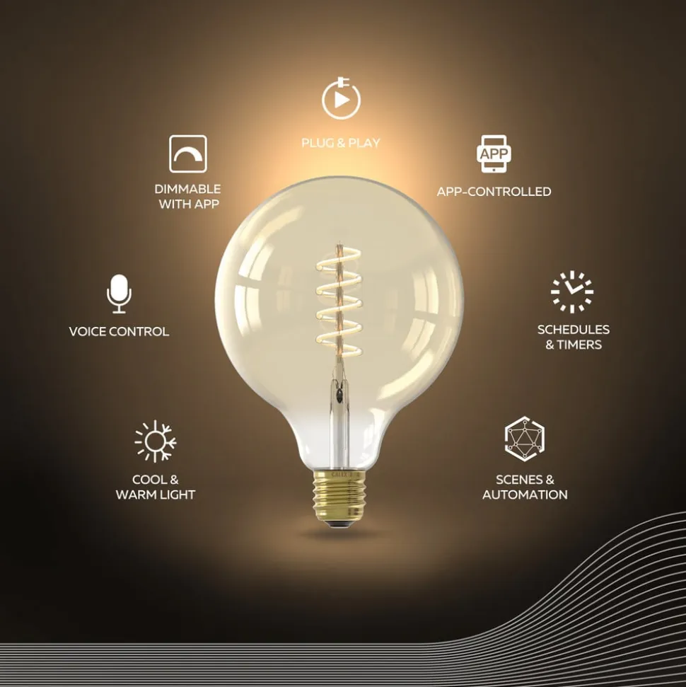 Calex Smart LED E27 7W G125 1800 - 3000 K Glødetråd